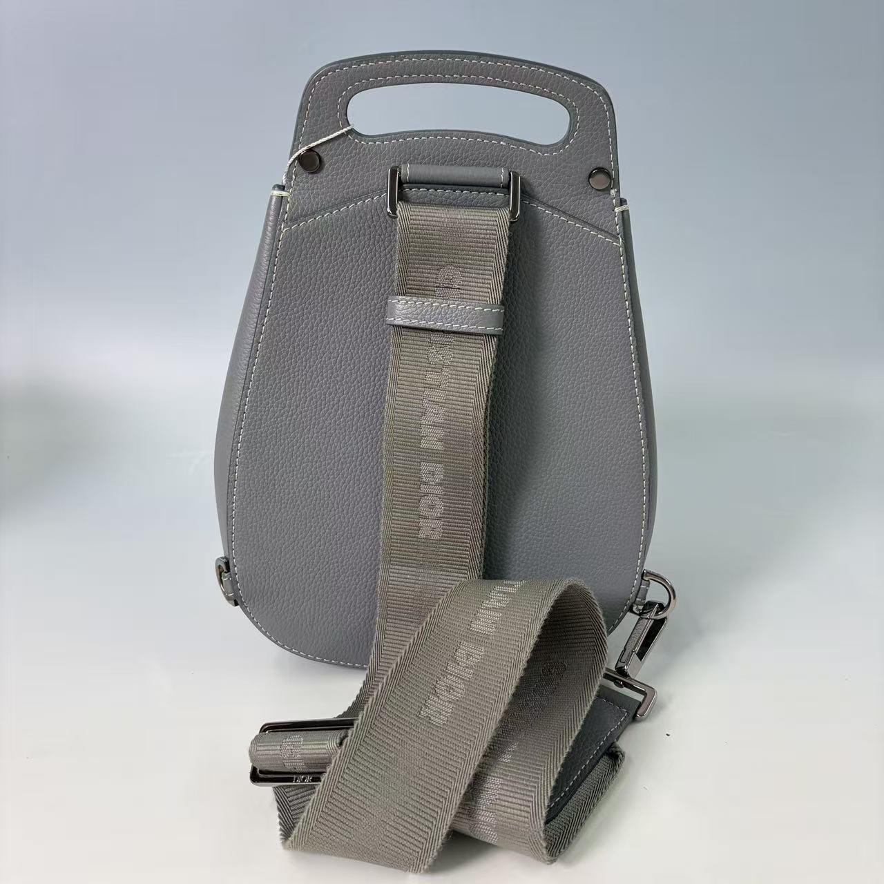 Christian Dior Motion Saddle Backpack in Grey Grained Calfskin