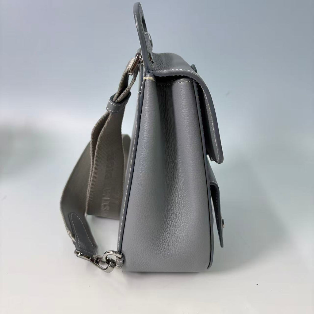 Christian Dior Motion Saddle Backpack in Grey Grained Calfskin
