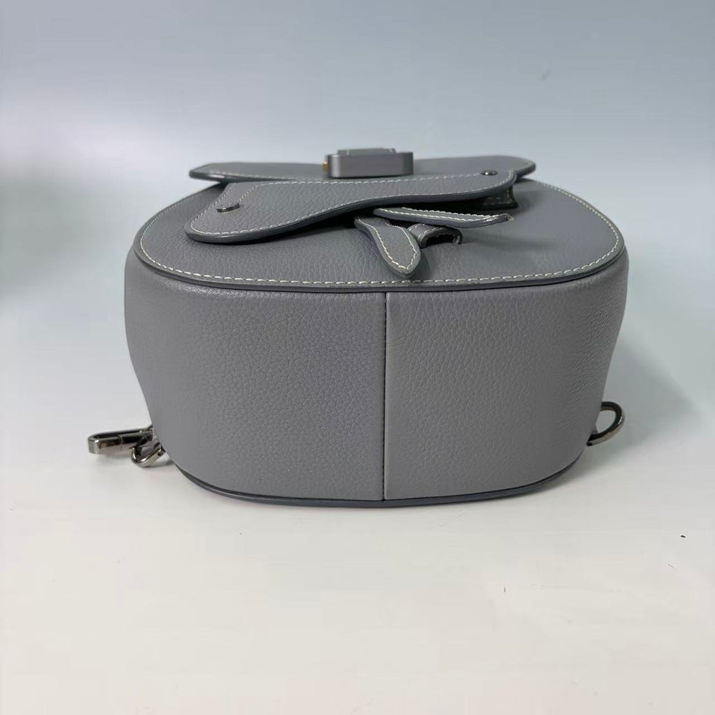 Christian Dior Motion Saddle Backpack in Grey Grained Calfskin