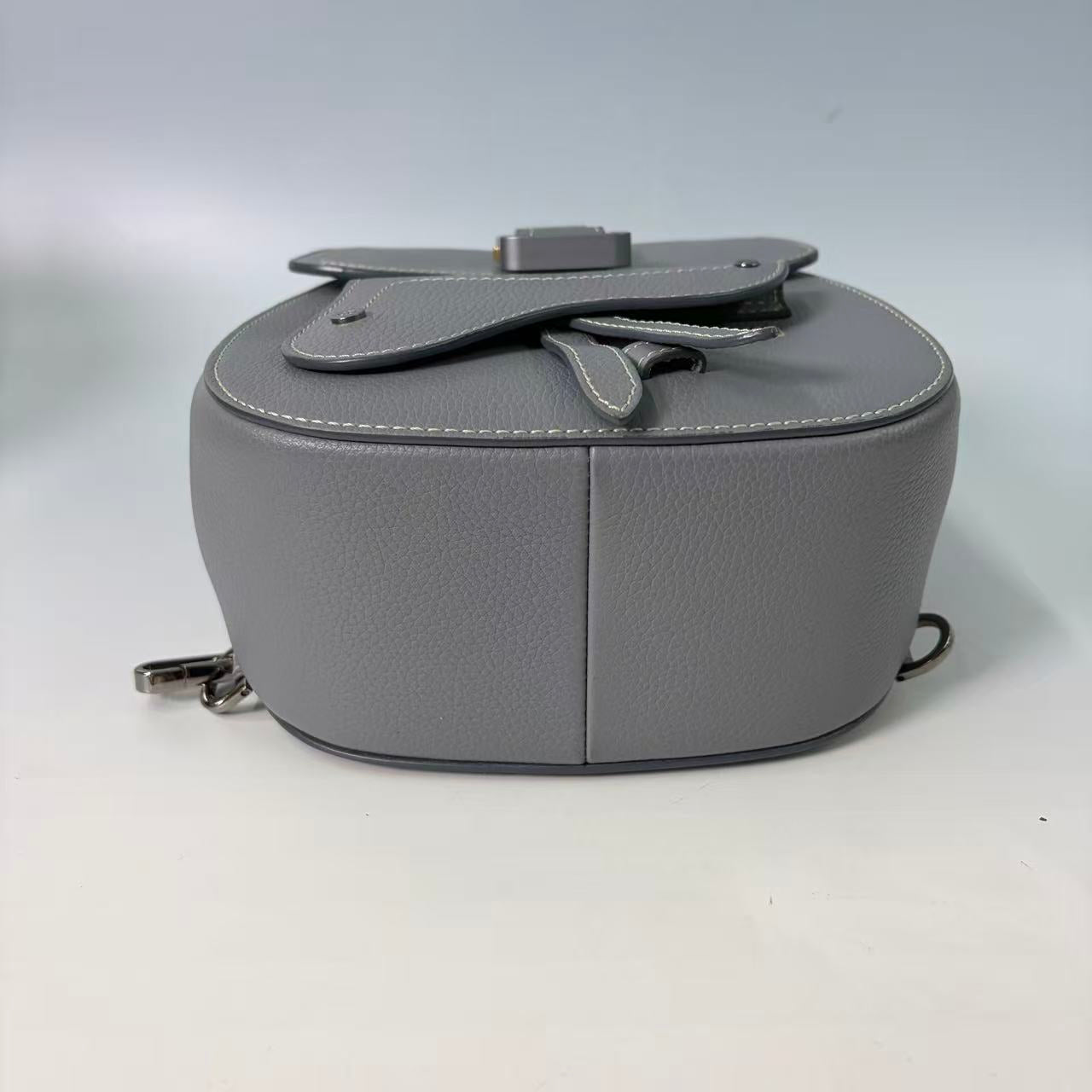 Christian Dior Motion Saddle Backpack in Grey Grained Calfskin