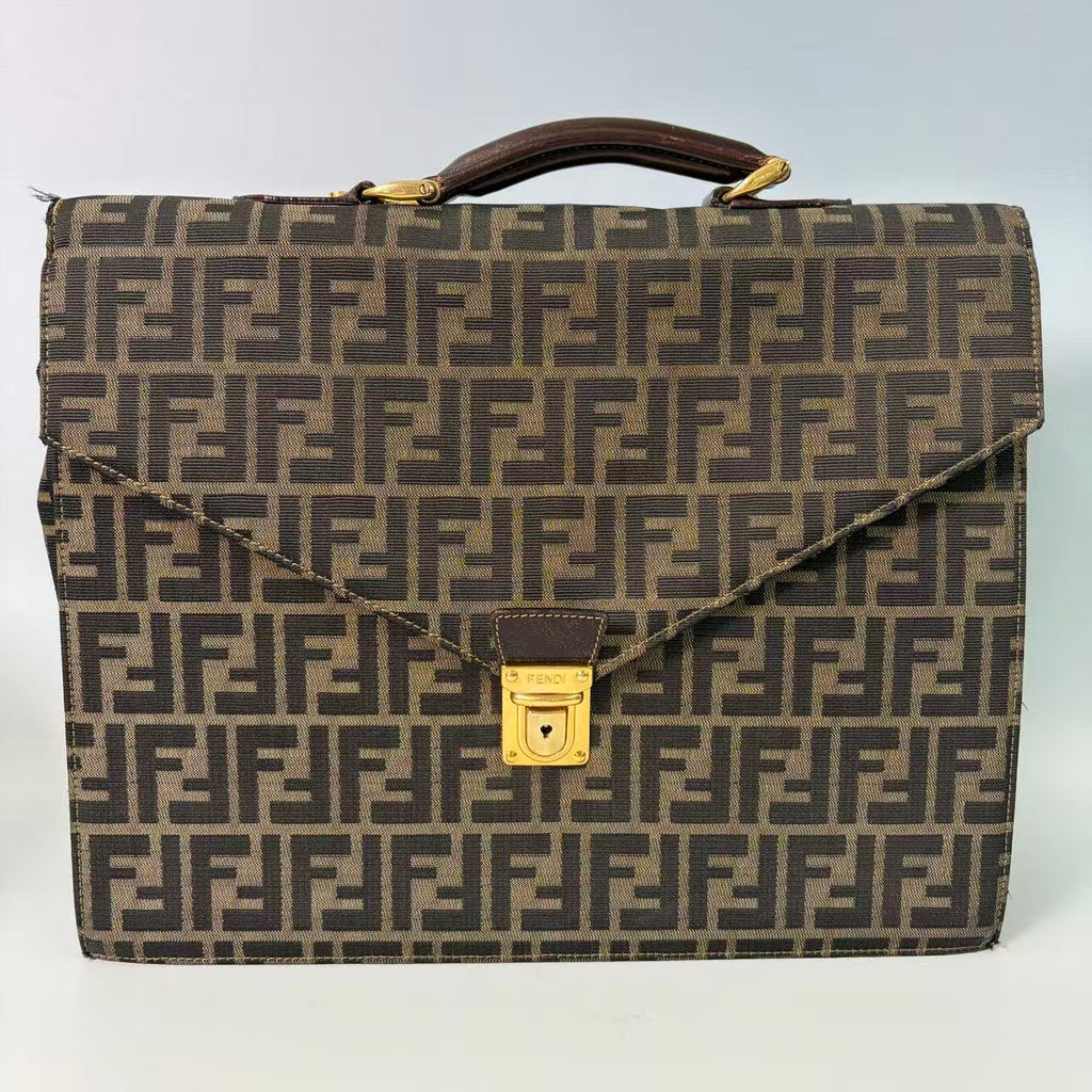 Fendi Vintage Zucca Monogram Briefcase Satchel