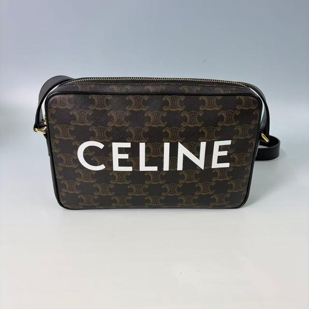 Celine Medium Camera Bag in Triomphe Canvas with Bold Logo