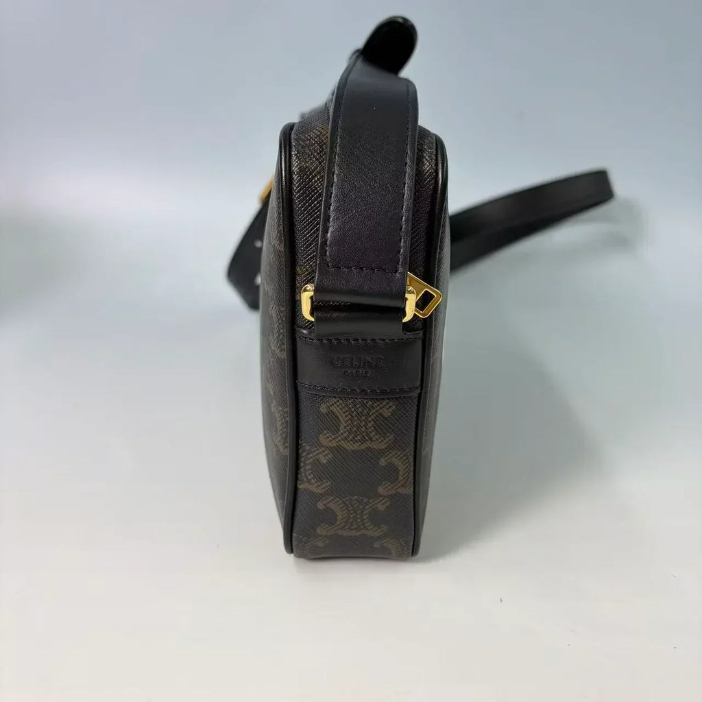Celine Medium Camera Bag in Triomphe Canvas with Bold Logo