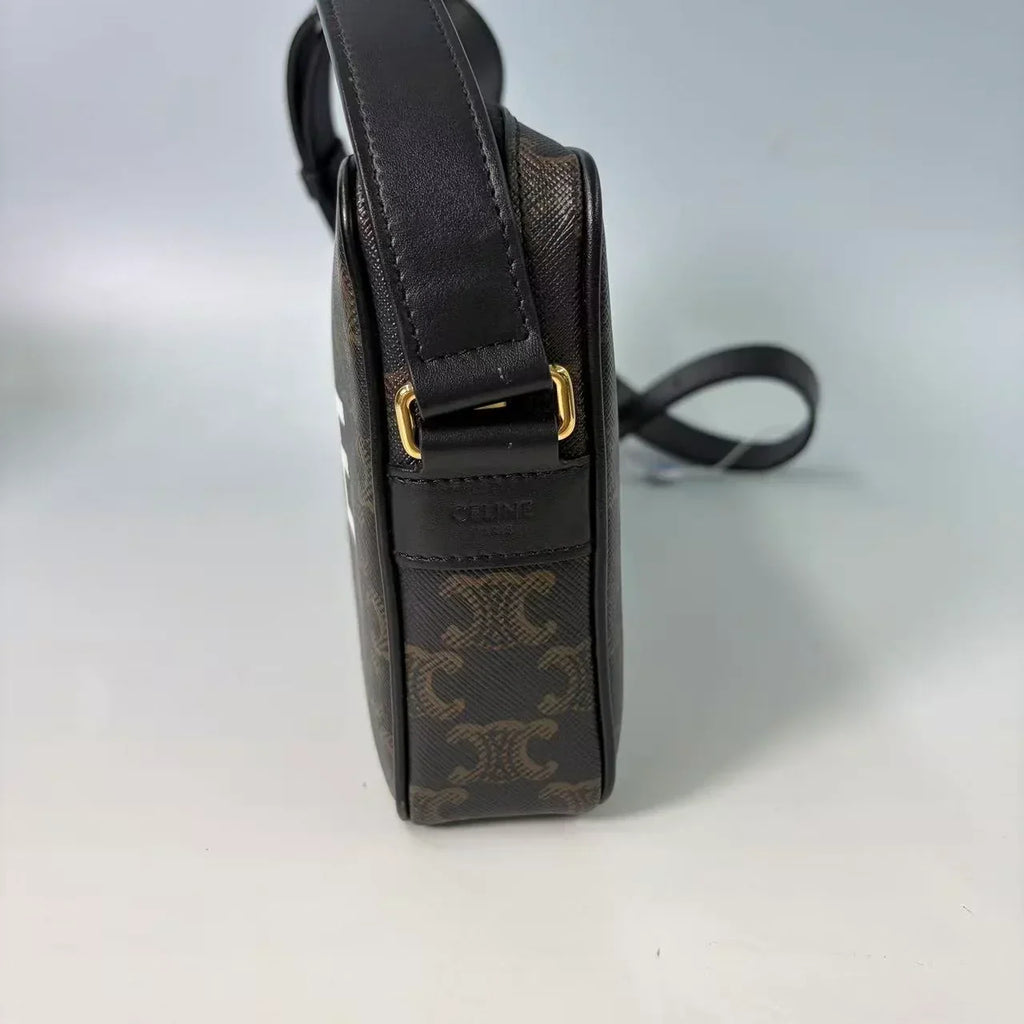 Celine Medium Camera Bag in Triomphe Canvas with Bold Logo