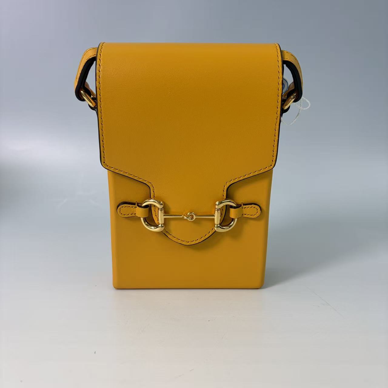 Gucci Horsebit 1955 Mini Shoulder Bag in Yellow Leather