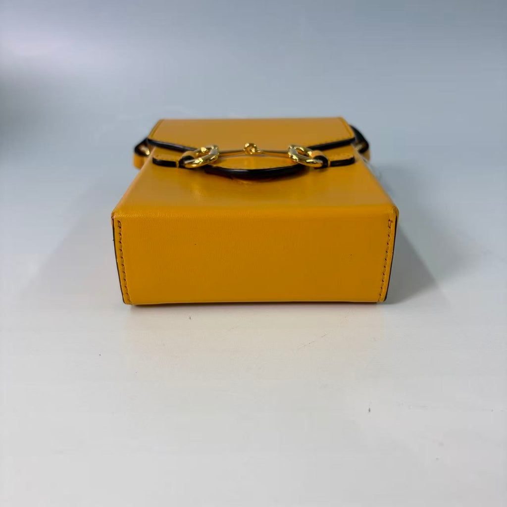 Gucci Horsebit 1955 Mini Shoulder Bag in Yellow Leather