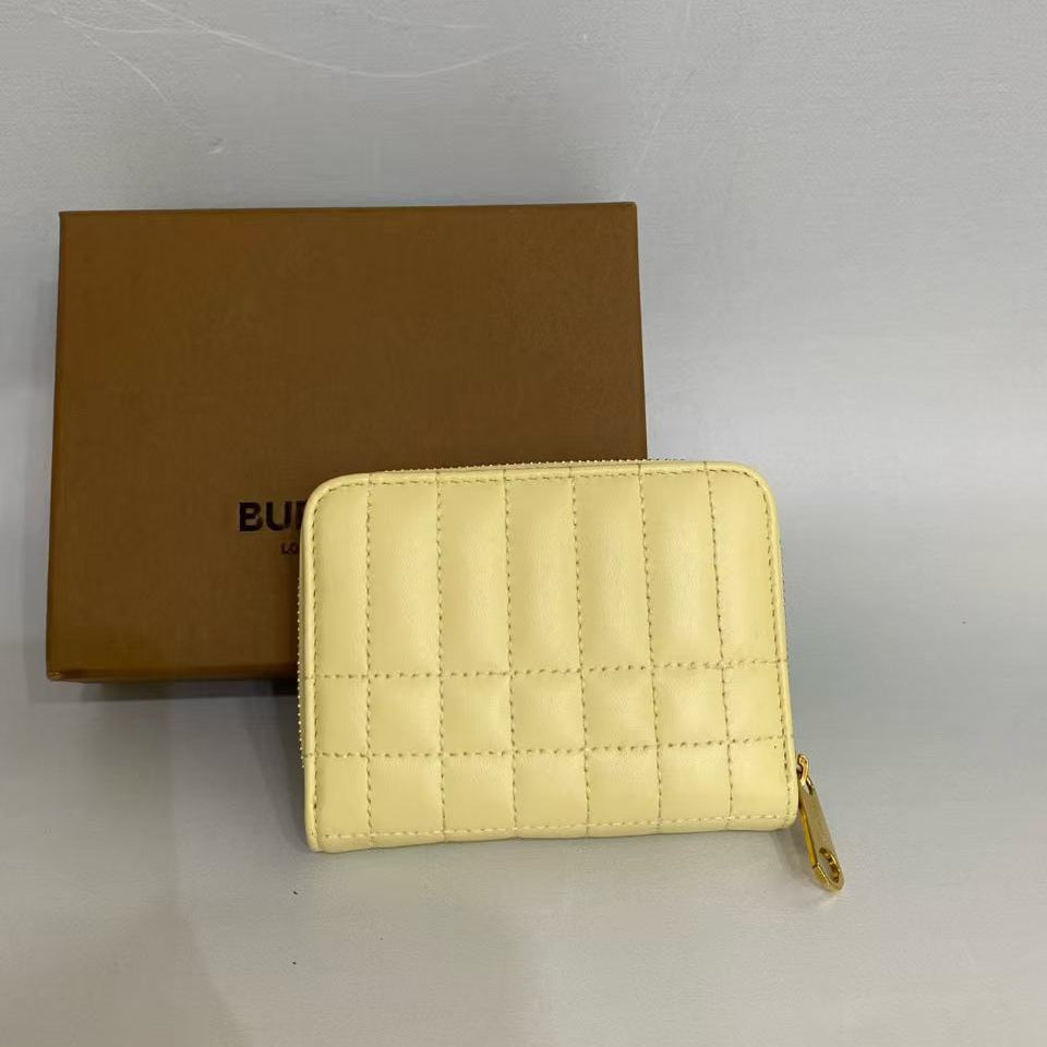 Burberry Small Lola Quilted Leather Zip-Around Wallet in Pale Yellow