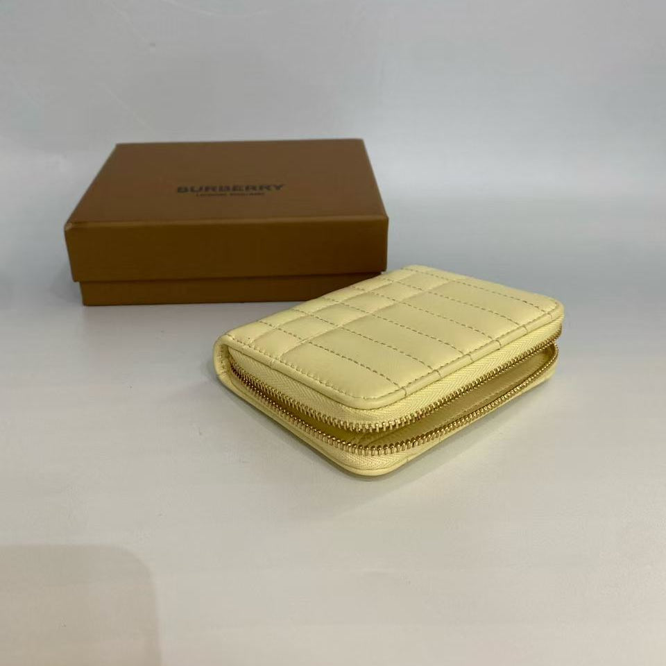 Burberry Small Lola Quilted Leather Zip-Around Wallet in Pale Yellow