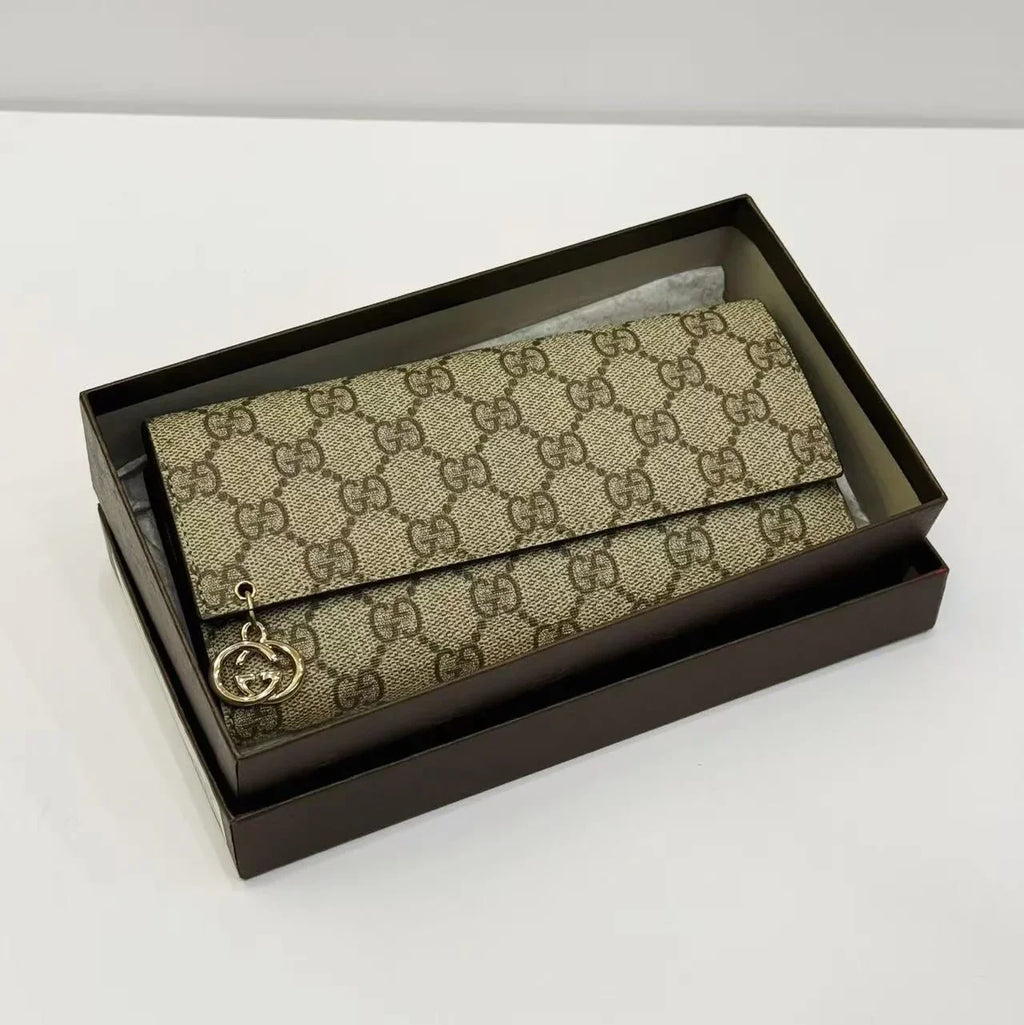 Gucci GG Supreme Canvas Flap Continental Wallet with Interlocking GG Charm