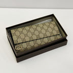 Gucci GG Supreme Canvas Flap Continental Wallet with Interlocking GG Charm