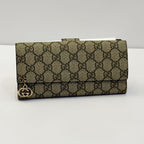 Gucci GG Supreme Canvas Flap Continental Wallet with Interlocking GG Charm
