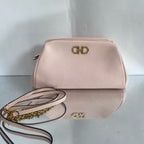 Ferragamo Gancini Textured Leather Shoulder Clutch Bag in Pale Pink