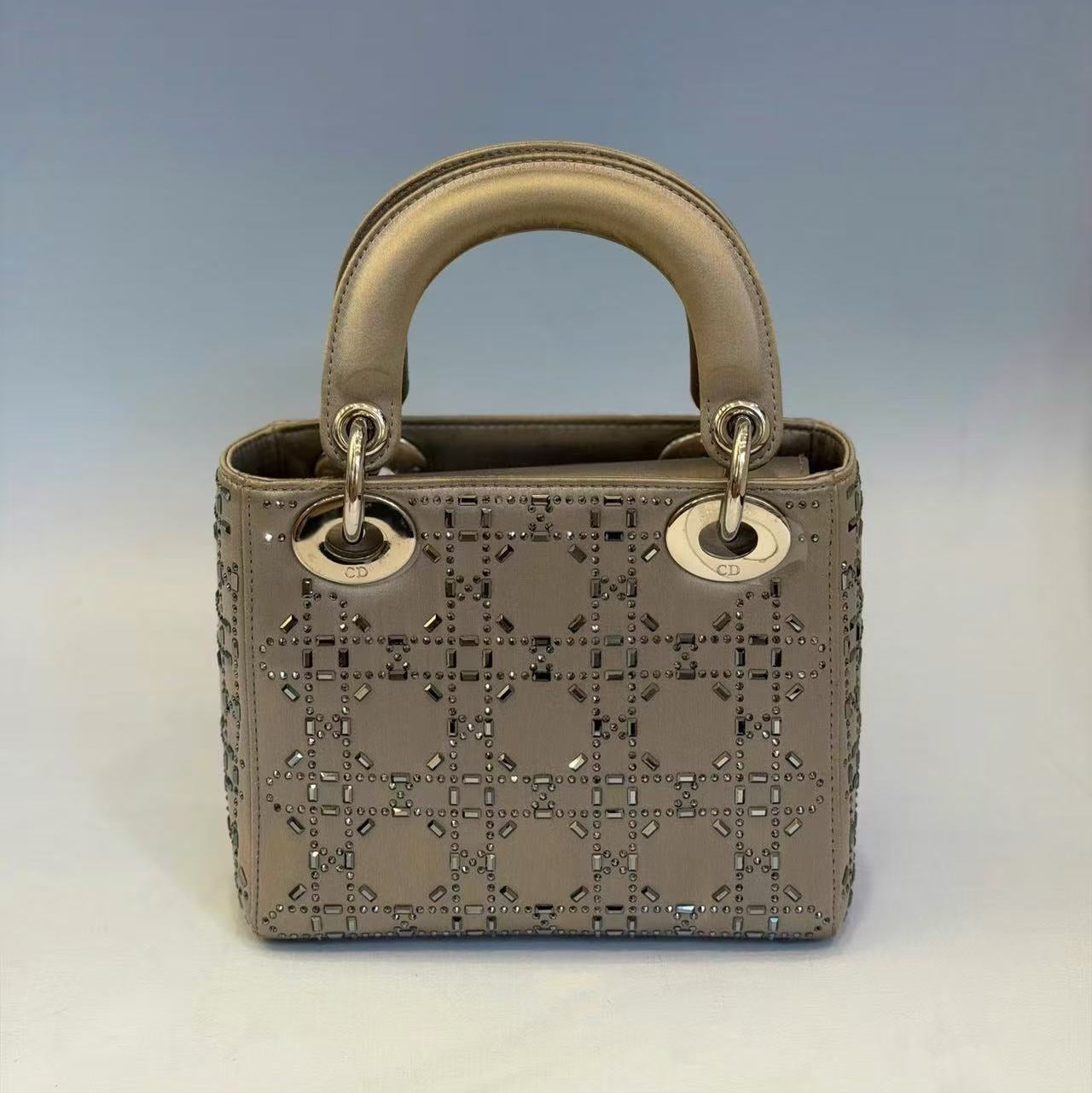 Christian Dior Mini Lady Dior Bag in Satin with Crystal Embroidery