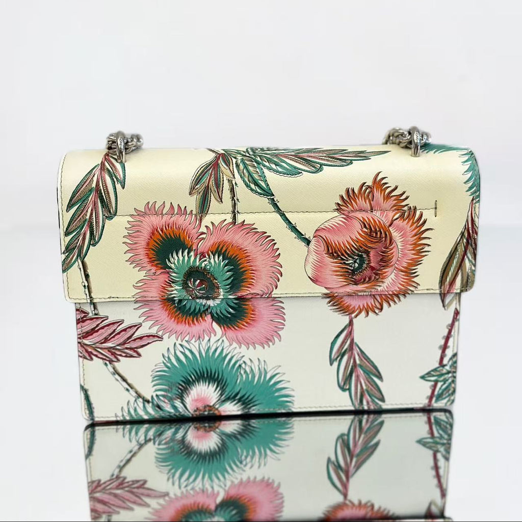 Ferragamo Vara Bow Medium Flap Bag in Floral Print Calfskin