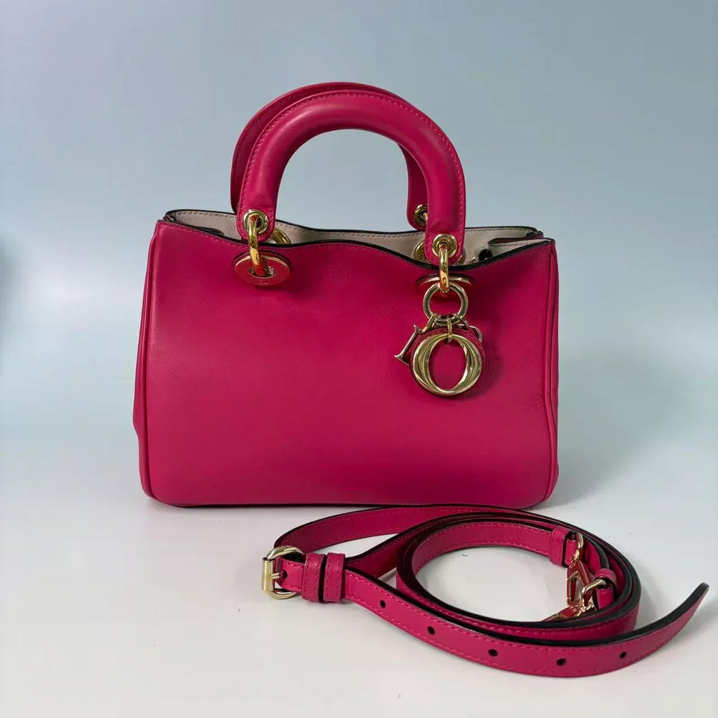 Christian Dior Mini Diorissimo Smooth Calfskin Tote Bag in Fuchsia Pink