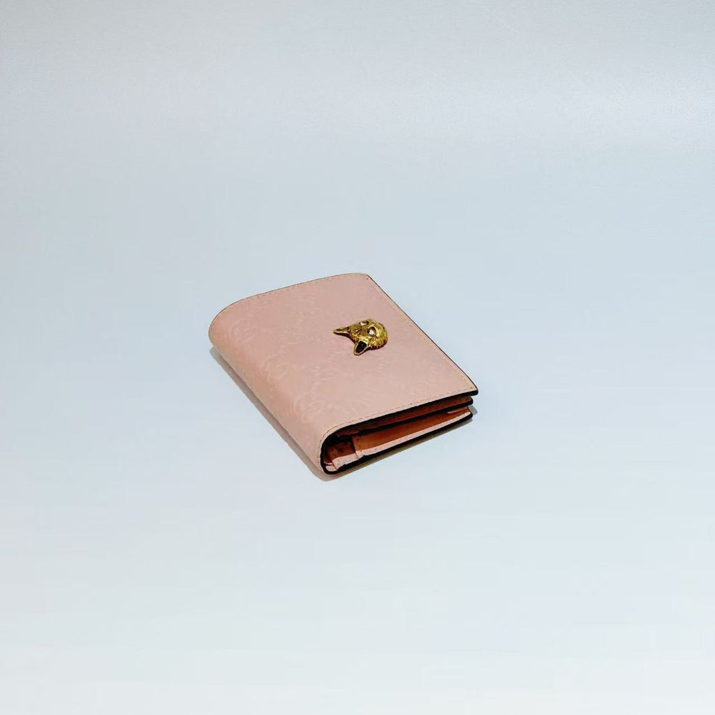 Gucci Signature Leather 'Mystic Cat' Card Case Wallet
