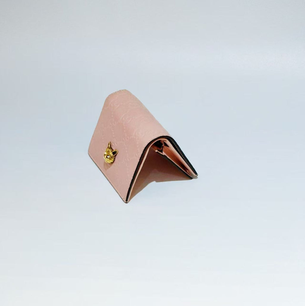 Gucci Signature Leather 'Mystic Cat' Card Case Wallet