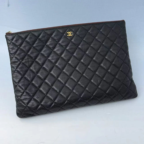 Pre-Owned - Chanel Caviar Leather Classic Document Clutch Authentic Luxury by LUXE LINK