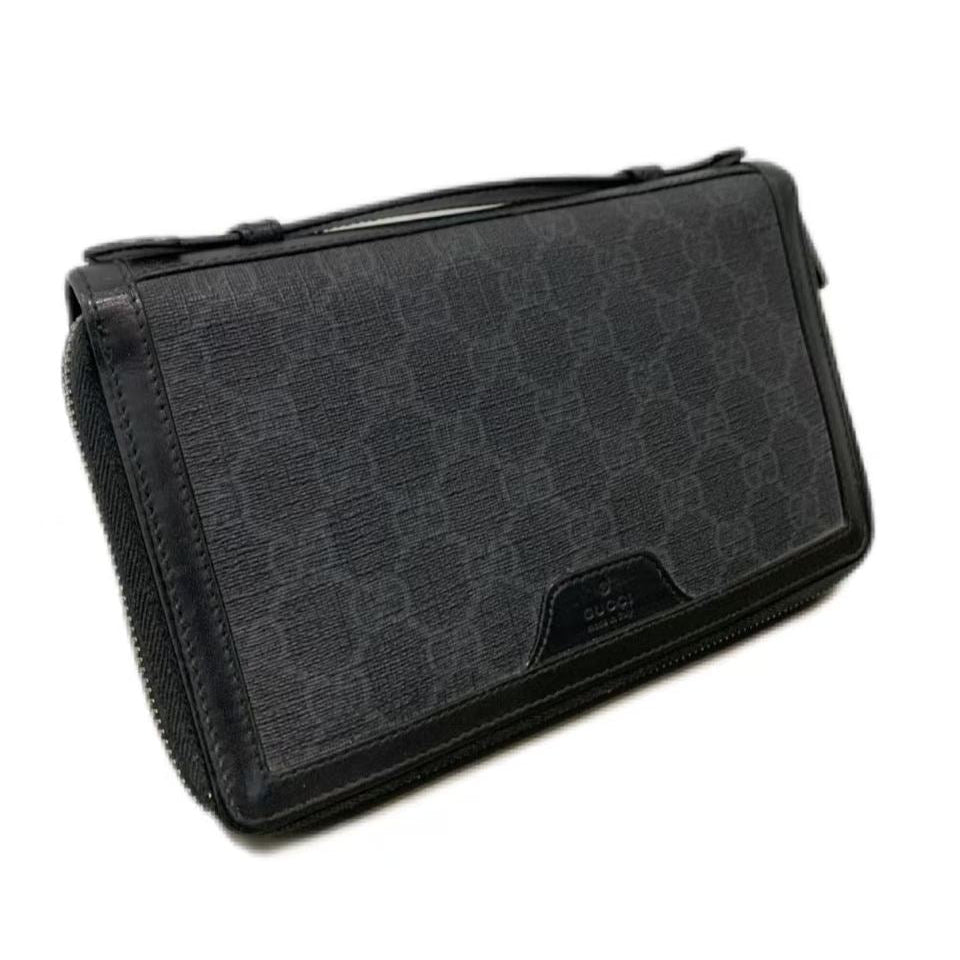 Gucci GG Supreme Black/Grey Travel Case Wallet
