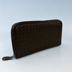 Bottega Veneta Maxi Intrecciato Cassette Zip Around Wallet Black