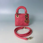 Christian Dior Micro Lady Dior Bag in Pink Cannage Patent Leather