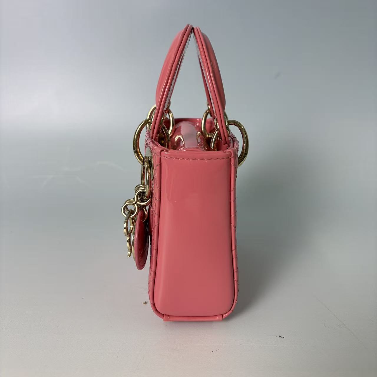 Christian Dior Micro Lady Dior Bag in Pink Cannage Patent Leather