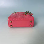 Christian Dior Micro Lady Dior Bag in Pink Cannage Patent Leather
