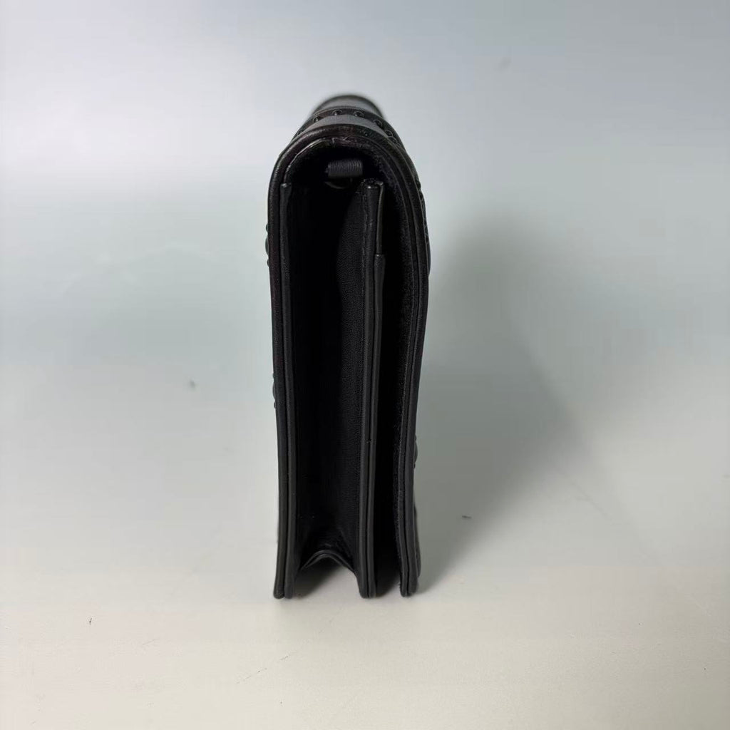 Christian Dior Diorama Clutch with Chain in Ultra-Black Studded Cannage Calfskin