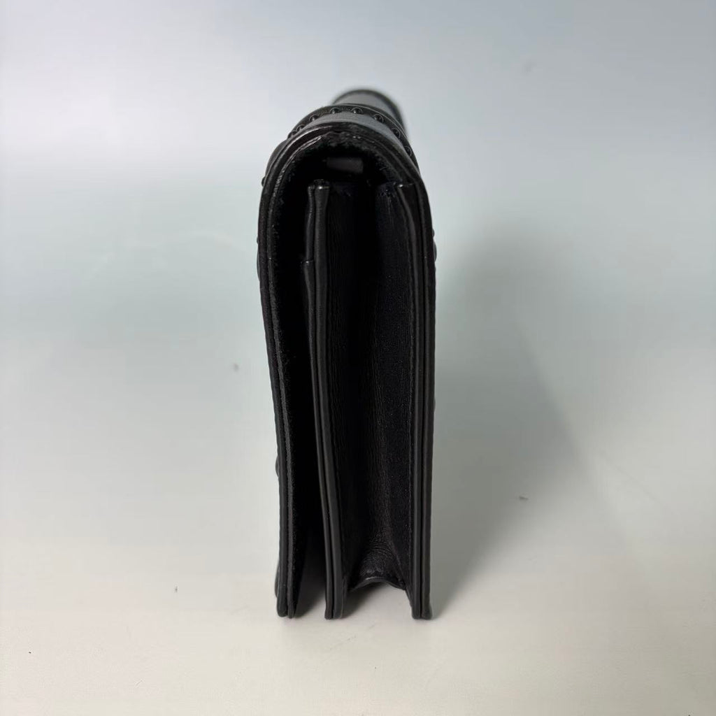 Christian Dior Diorama Clutch with Chain in Ultra-Black Studded Cannage Calfskin