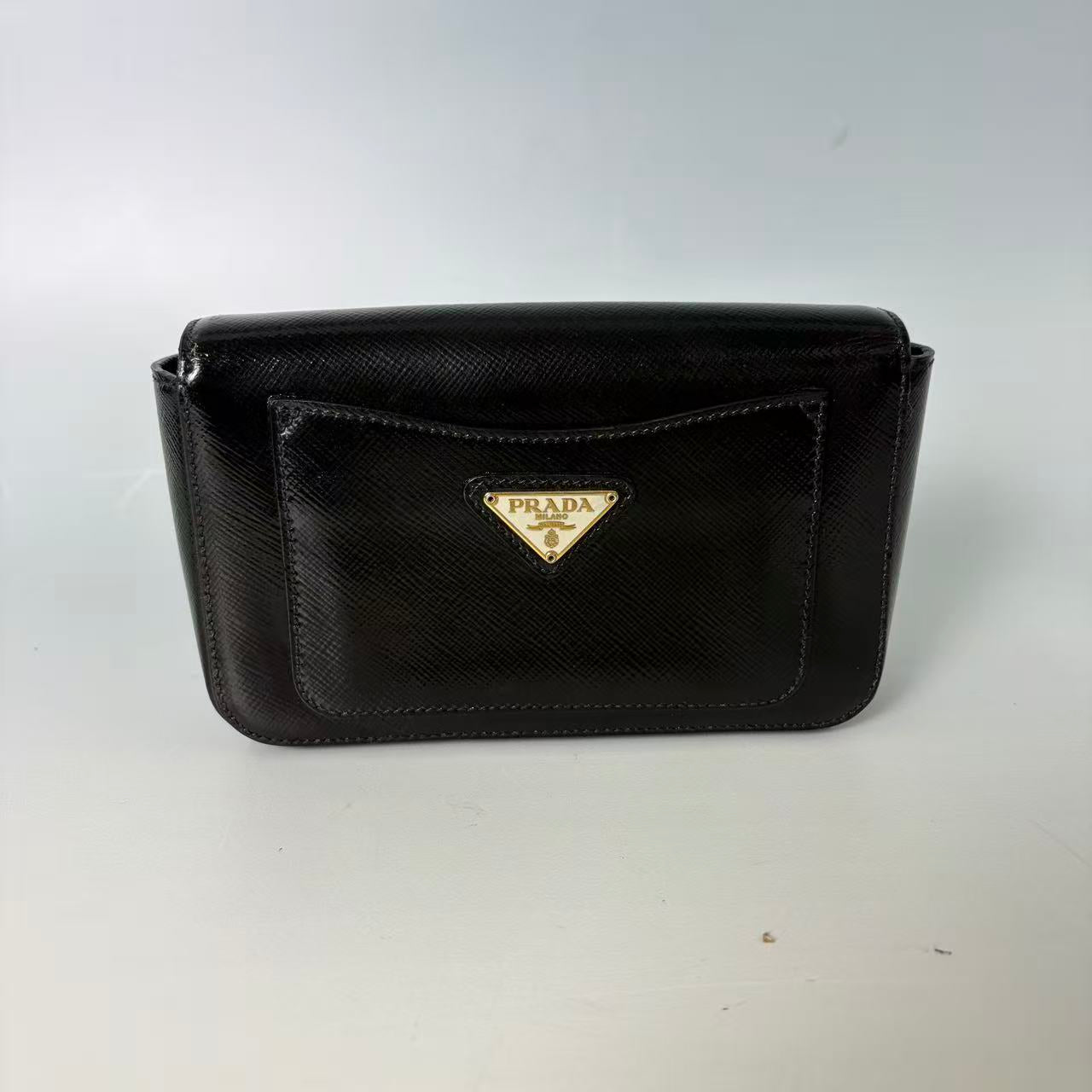 Prada Saffiano Lux Turn-Lock Flap Clutch Bag (Wallet on Chain)