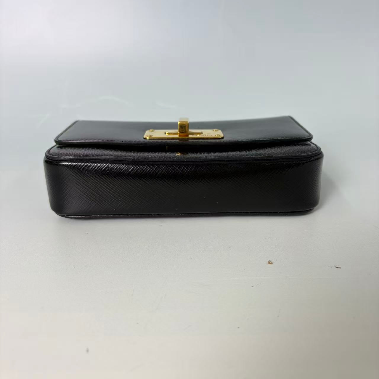 Prada Saffiano Lux Turn-Lock Flap Clutch Bag (Wallet on Chain)