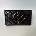 Chanel Classic Long Flap Wallet in Black Quilted Patent Leather