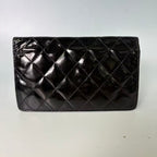 Chanel Classic Long Flap Wallet in Black Quilted Patent Leather