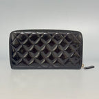 Chanel Classic Zipped Wallet in Black Quilted Patent Leather