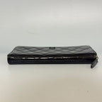 Chanel Classic Zipped Wallet in Black Quilted Patent Leather