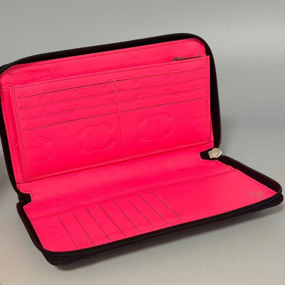 Chanel Cambon Line Ligne Zipped Long Wallet Organiser