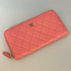 Chanel Classic Long Zipped Wallet in Pink Quilted Lambskin Leather