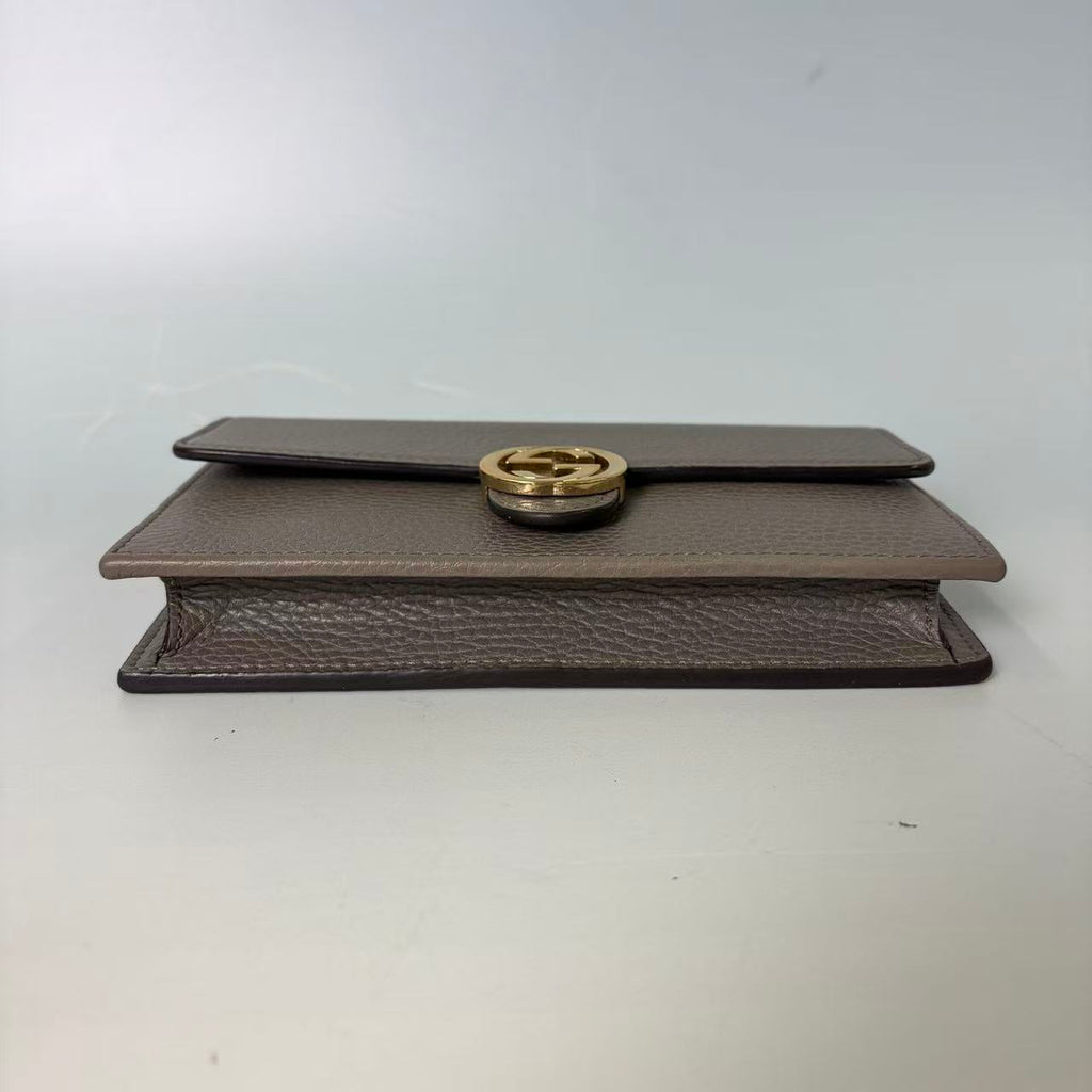 Gucci Interlocking G Dollar Calf Leather Chain Wallet (WOC)