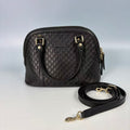 Gucci Black Microguccissima Leather Dome Satchel with Crossbody Strap