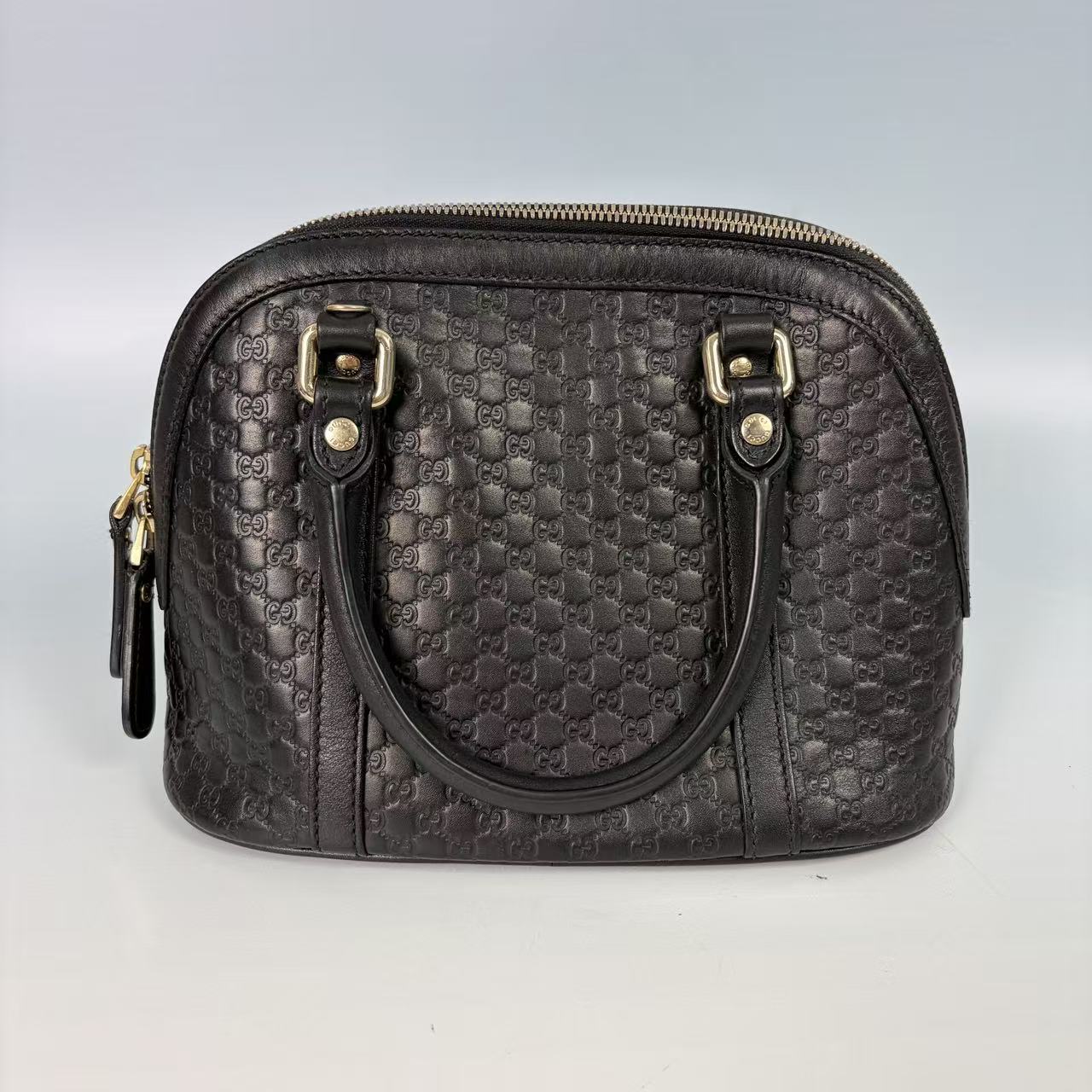 Gucci Black Microguccissima Leather Dome Satchel with Crossbody Strap