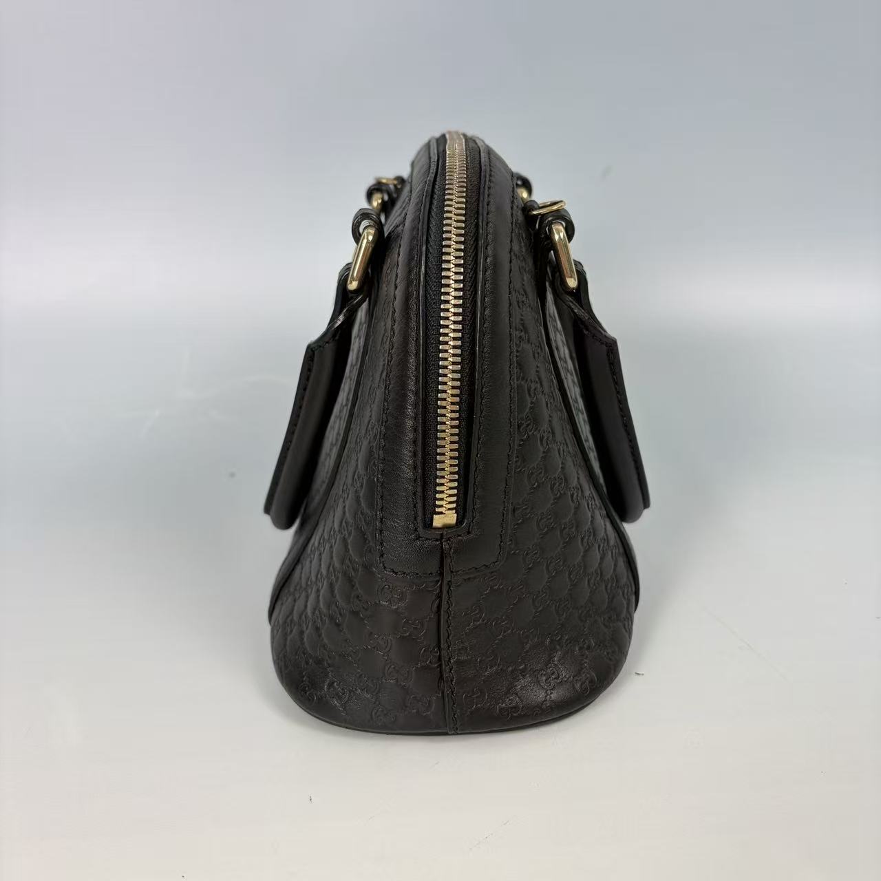 Gucci Black Microguccissima Leather Dome Satchel with Crossbody Strap