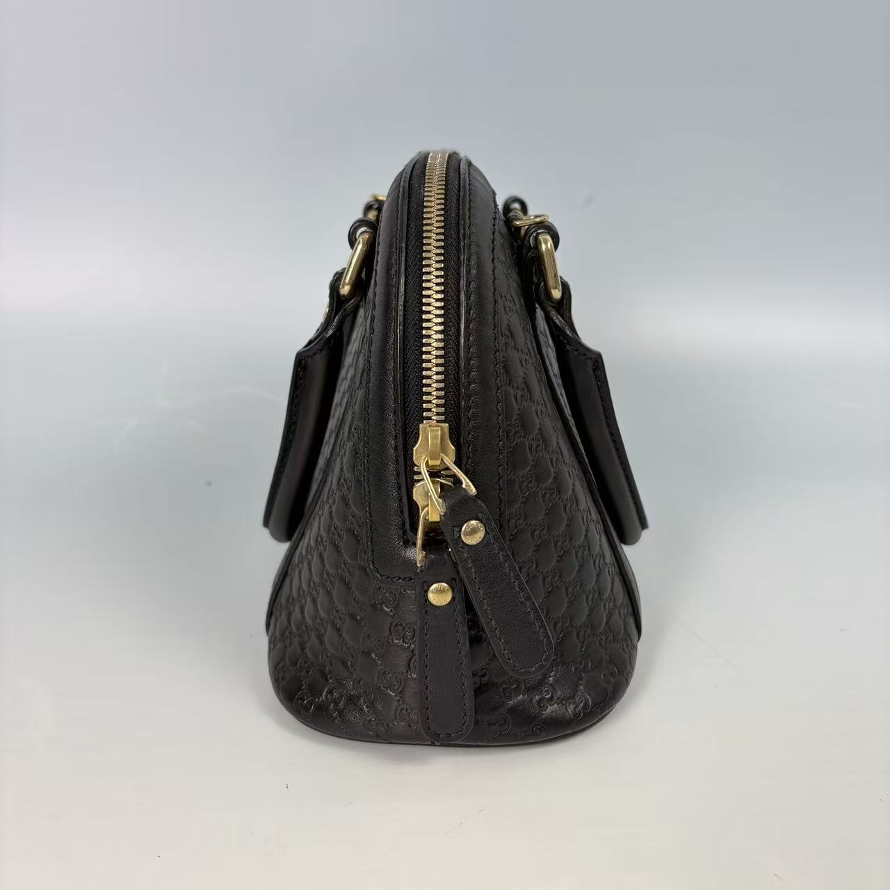 Gucci Black Microguccissima Leather Dome Satchel with Crossbody Strap