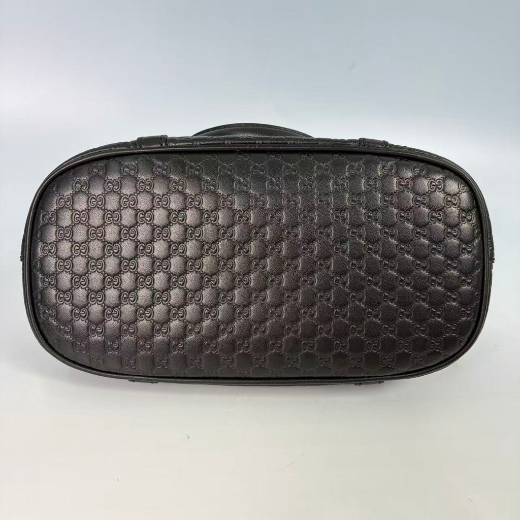 Gucci Black Microguccissima Leather Dome Satchel with Crossbody Strap