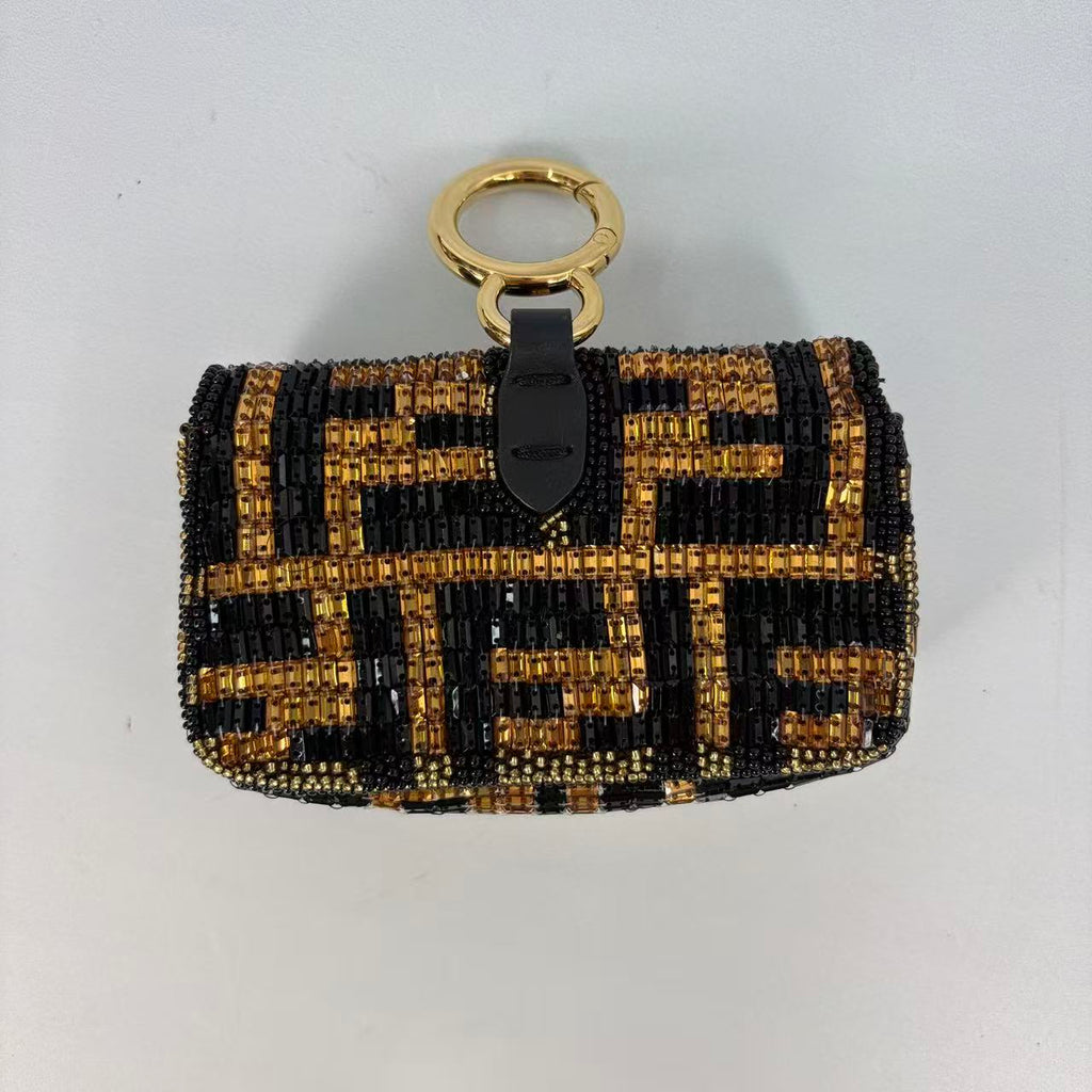 Fendi Nano Baguette Charm with Beaded FF Zucca Pattern