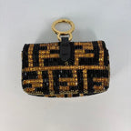 Fendi Nano Baguette Charm with Beaded FF Zucca Pattern