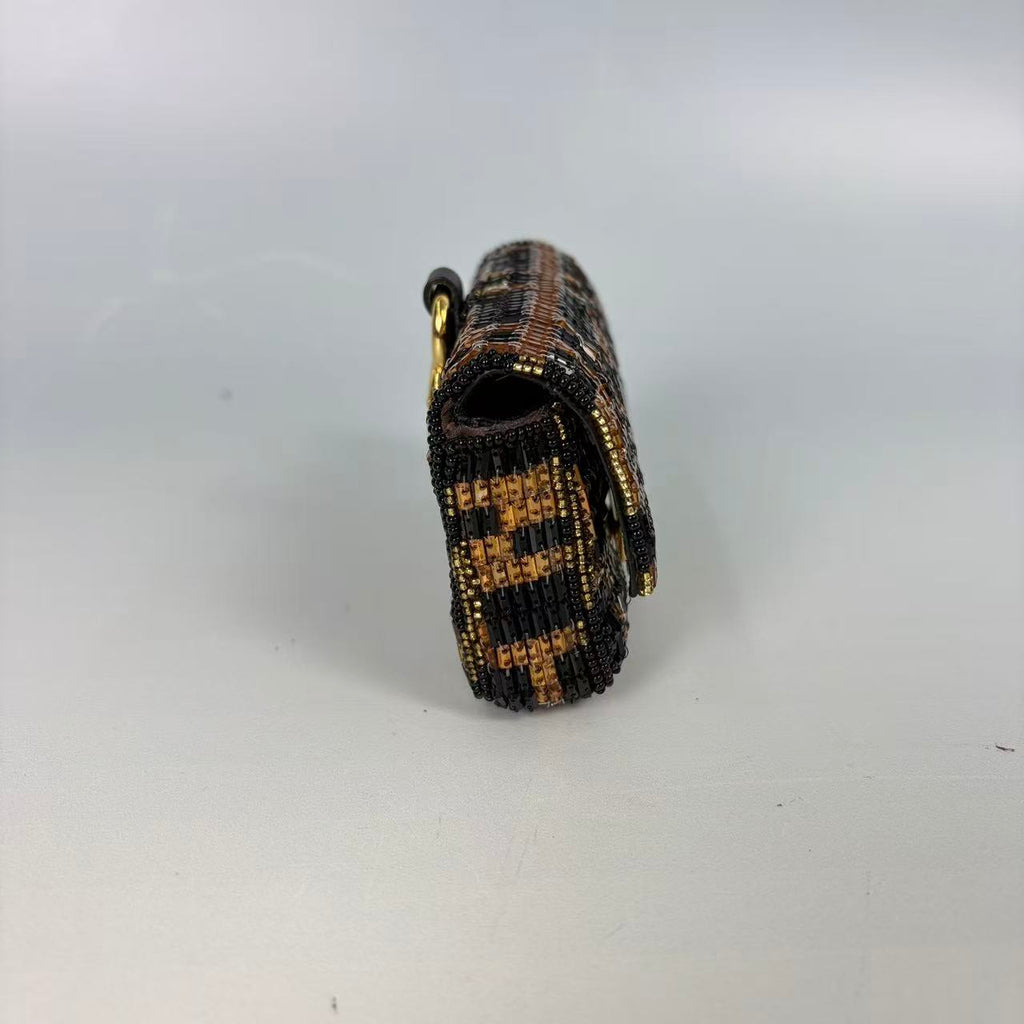 Fendi Nano Baguette Charm with Beaded FF Zucca Pattern
