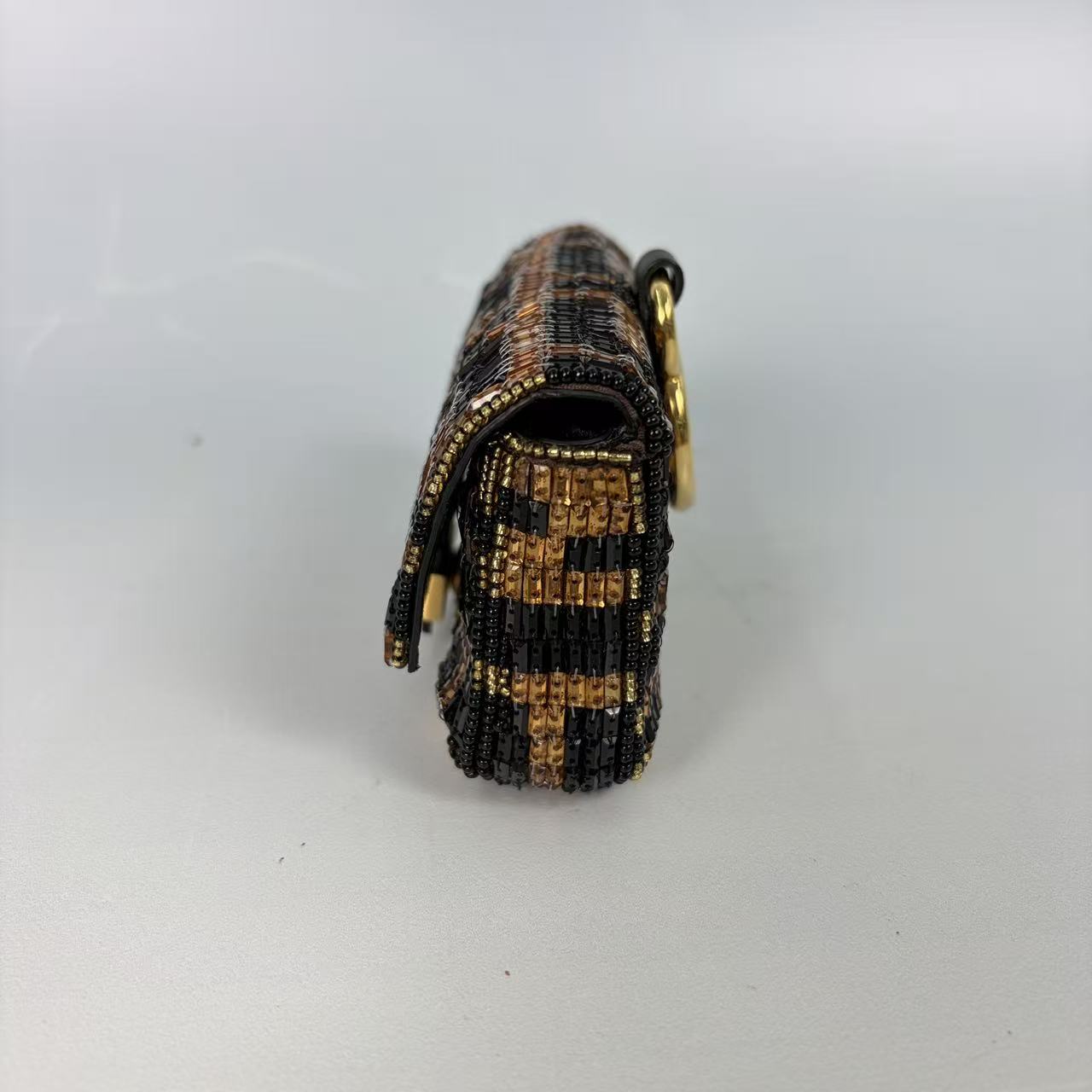 Fendi Nano Baguette Charm with Beaded FF Zucca Pattern