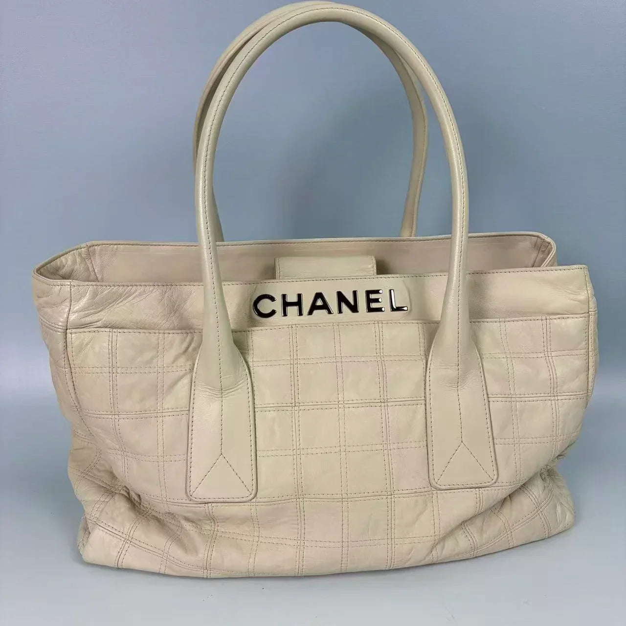 Chanel Chocolate Bar Stitch Leather Tote Bag