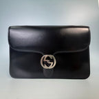 Gucci Vintage Interlocking G Smooth Leather Flap Shoulder Bag