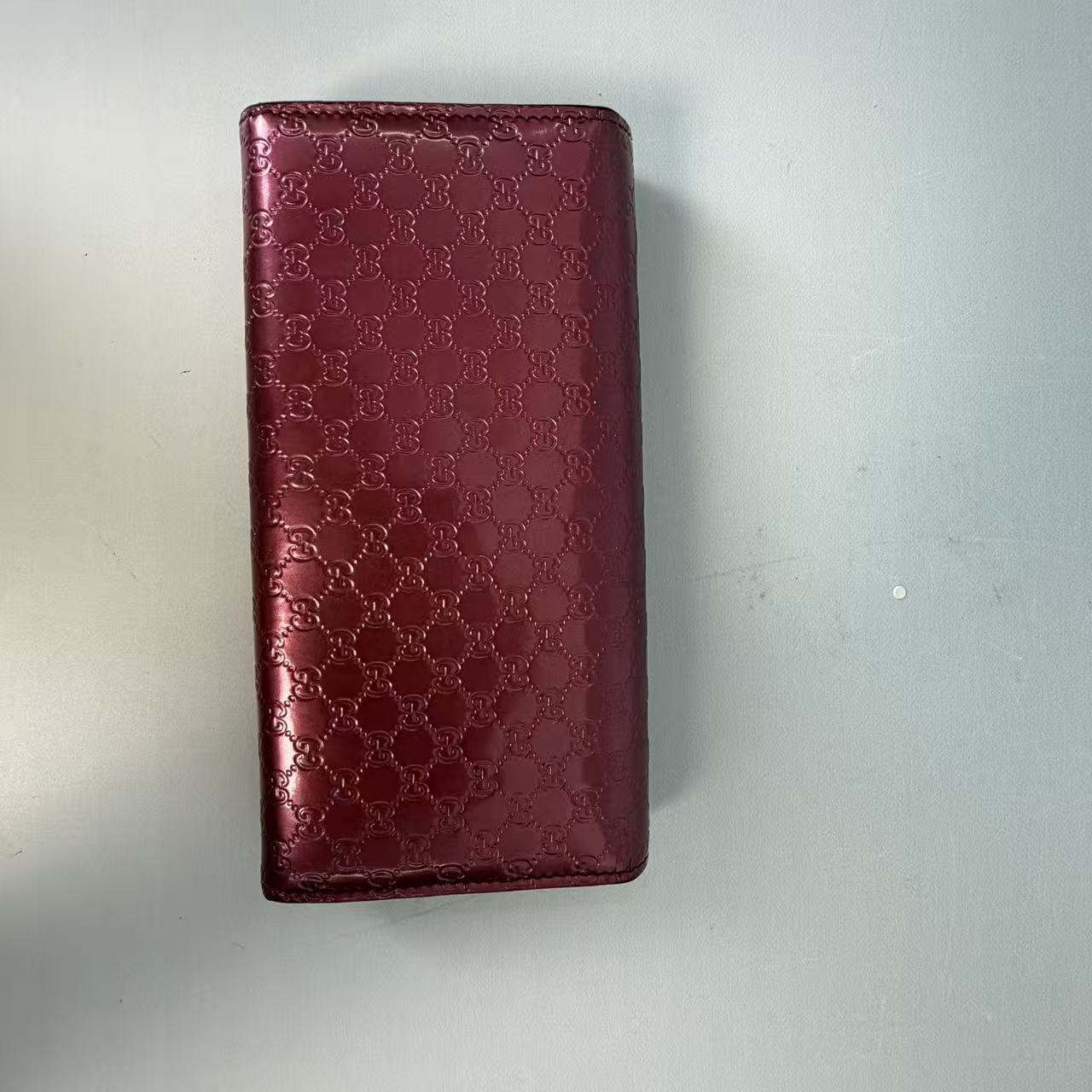Gucci Metallic Pink Microguccissima Patent Leather Heart Flap Wallet